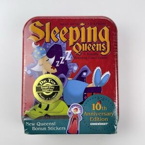 New Sleeping Queens 10th Anniversary Tin /w Bonus Stickers Gamewright Board Game